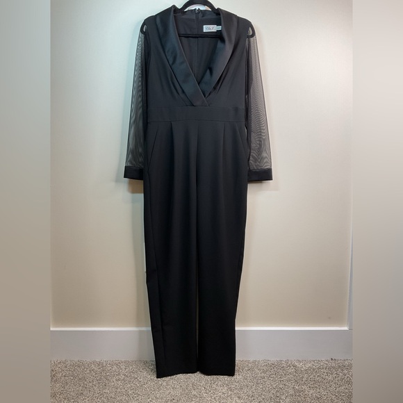 Eliza J Sheer Sleeve Black Jumpsuit (8) - Picture 4 of 13